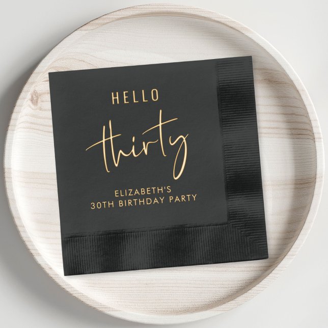 Chic 30. Geburtstag Party Servietten Mit Folie (Elevate your 50th birthday party decor with these chic black and gold foil napkins)