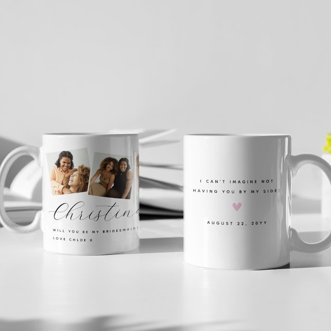 Chic 3 Foto werden Sie meine Bridesmaid Keepake se Kaffeetasse (Von Creator hochgeladen)