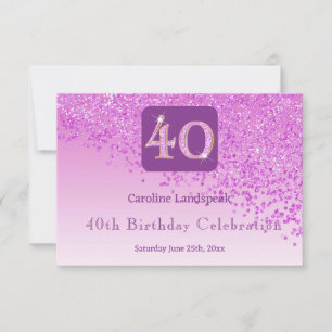 Chic 40 Birthday Pink Glitzer UAWG RSVP Karte