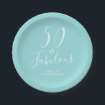 Chic 50 Fabulous Blue 50. Geburtstag Pappteller<br><div class="desc">Mit diesem modernen blauen 50. Geburtstagsdesign feiern Sie 50 Jahre stilvoll und lassen Sie sich von der schicken 50. Geburtstagszeitung verzaubern, die Sie einfach für Ihre 50. Geburtstagsfeier personalisieren können. Die Worte fünfzig und fabelhaft sind Set mit eleganter Schriftzeichen-Kalligraphie und moderner Typografie. Wenn Sie Hilfe oder passende Produkte benötigen, kontaktieren...</div>