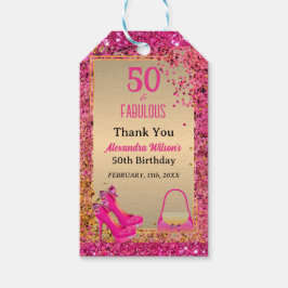 Chic 50 & Fabulous High Heels Gold Hot Pink Glitze Geschenkanhänger
