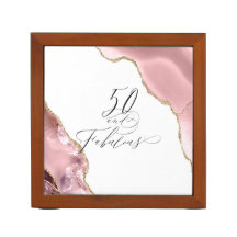 Chic 50 Fabulous Rose Gold Glitzer Agate Script