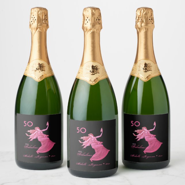 Chic 50. Geburtstag Pink Frau Tänzerin Persönliche (Flaschen)