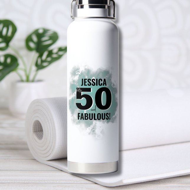 Chic 50. Geburtstag Trinkflasche (Fifty And Fabulous 50th Birthday Water Bottle)