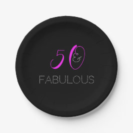 Chic 50th Birthday Hot Pink Black Party Pappteller
