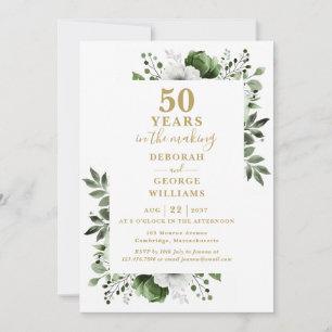 Chic 50th Wedding Anniversary Monogram Floral Einladung