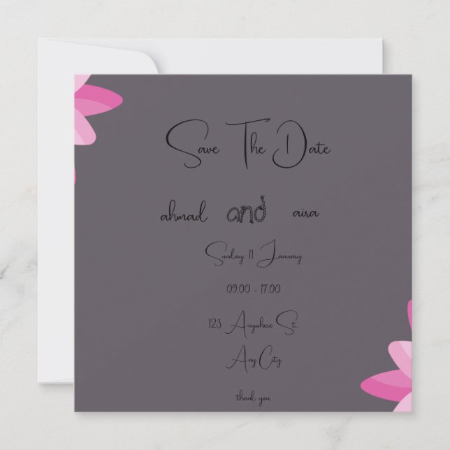 Chic 5.25" x 5.25" Flacheinladung - halbglänzende  Einladung (Vorderseite)