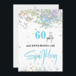 *~* Chic 60. Geburtstag White Sparkling Party Einladung<br><div class="desc">* Energetisch Enhanced Generic 60. (EDIT AGE wenn nötig ) Festivals Girly Chic Feminine SPARKLING BIRTHDAY Party Einladung. Dieses Design ist sehr leicht in der Sicht mit Rainbow Glitzer und ein lustiges Modern Stylish Script.Die Hintergrundfarbe ist WHITE. Die Glitzer-Konfetti-Farben sind in Pastelltönen gehalten. Diese 60. Geburtstagseinladung mit BLACK und AQUAMARINEN...</div>