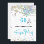 *~* Chic 60. Geburtstag White Sparkling Party Einladung<br><div class="desc">* Energetisch Enhanced Generic 60. (EDIT AGE wenn nötig ) Festivals Girly Chic Feminine SPARKLING BIRTHDAY Party Einladung. Dieses Design ist sehr leicht in der Sicht mit Rainbow Glitzer und ein lustiges Modern Stylish Script.Die Hintergrundfarbe ist WHITE. Die Glitzer-Konfetti-Farben sind in Pastelltönen gehalten. Diese 60. Geburtstagseinladung mit BLACK und AQUAMARINEN...</div>