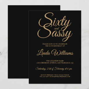 Chic 60 und Sassy Black Gold 60. Geburtstagsparty Einladung