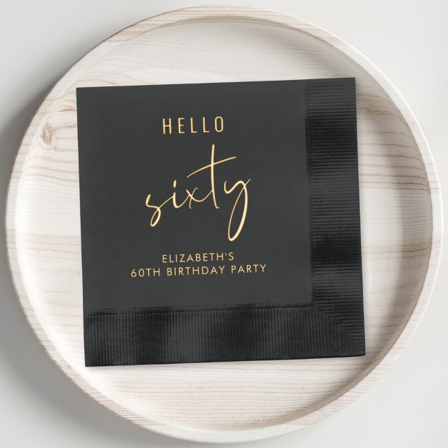 Chic 60e fête d'anniversaire (Elevate your 60th birthday party decor with these elegant black and gold foil napkins)