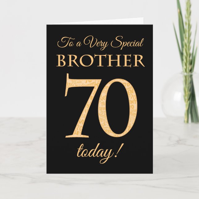 Chic 70. Gold-Effekt auf Black, Brother Birthday Karte (Vorderseite)