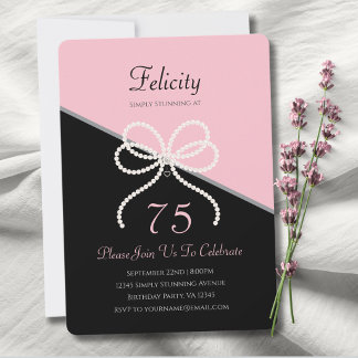 Chic 75th Gala Einfach Umwerfend Pink und Schwarz Einladung