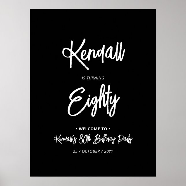 Chic 80. Geburtstagsparty Begrüßungszeichen Poster (Vorne)