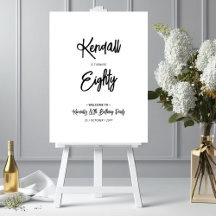 Chic 80e Affiche de bienvenue de fête d'anniversai