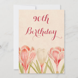Chic 90. Birthday Spring Crocuses Einladung