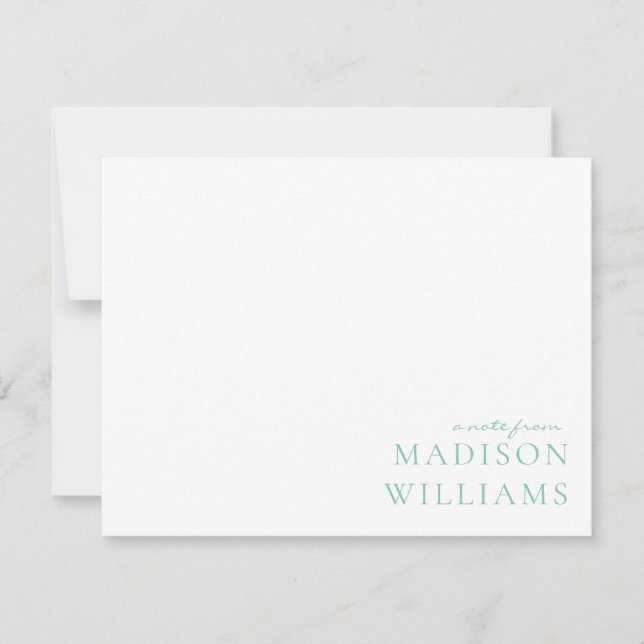 Chic A Note from Script Typografy Aquamarin Note C Mitteilungskarte (Vorderseite)