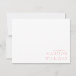 Chic A Note from Script Typografy Pink Note Card Mitteilungskarte