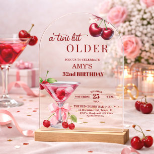 Chic A Tini Bit Älter Cherry Martini 32. Geburtsta Acryleinladungen
