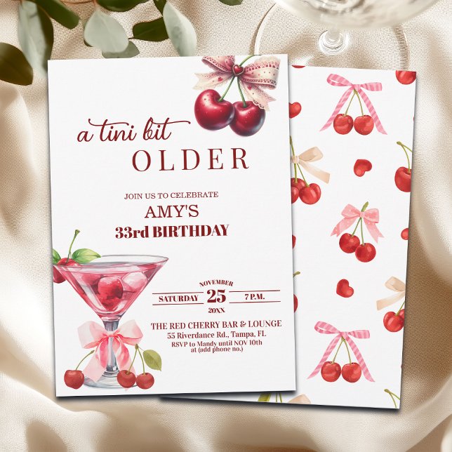 Chic A Tini Bit Älter Cherry Martini 33. Geburtsta Einladung (Von Creator hochgeladen)