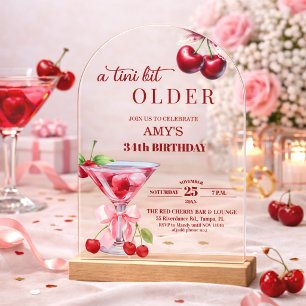 Chic A Tini Bit Älter Cherry Martini 34. Geburtsta Acryleinladungen