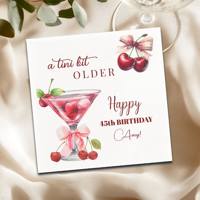 Chic A Tini Bit Älter Cherry Martini 45. Geburtsta Serviette (Von Creator hochgeladen)