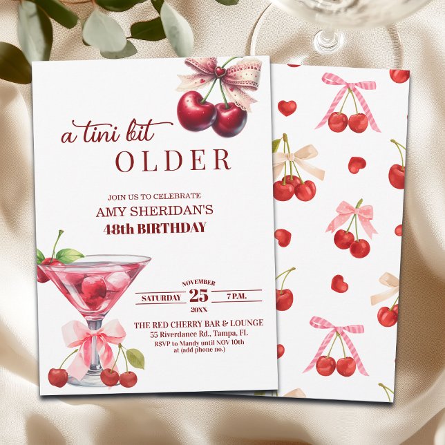 Chic A Tini Bit Älterer Kirsch Martini 48. Geburts Einladung (Von Creator hochgeladen)