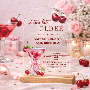 Chic A Tini Bit Älterer Kirsch-Martini 54. Geburts Acryleinladungen