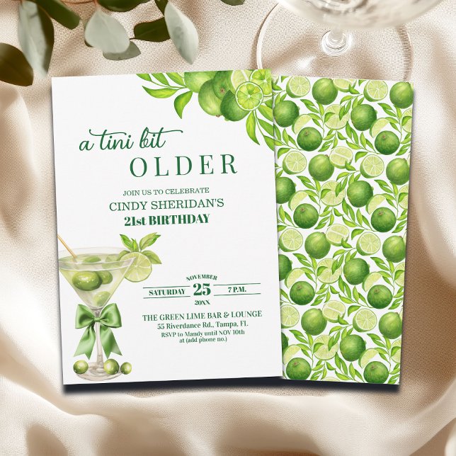 Chic A Tini Bit Älterer Lime Martini 21. Geburtsta Einladung (Von Creator hochgeladen)