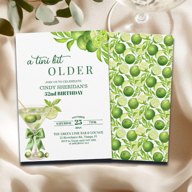 Chic A Tini Bit Älterer Lime Martini 52. Geburtsta Einladung (Von Creator hochgeladen)