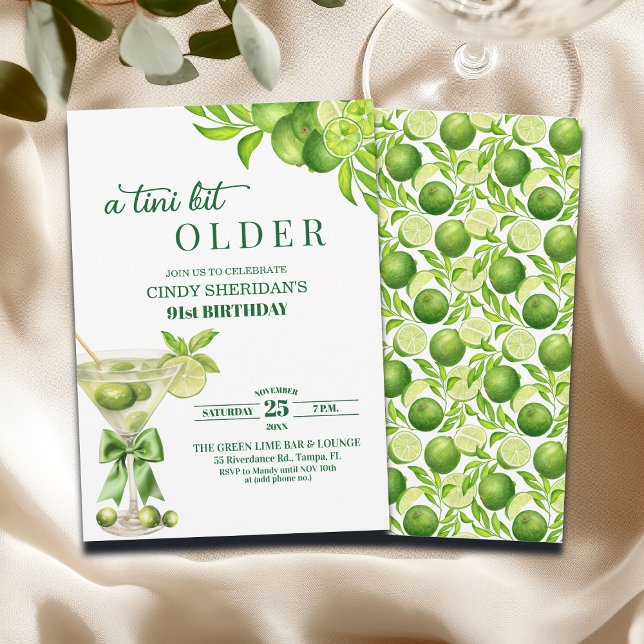 Chic A Tini Bit Älterer Lime Martini 91. Geburtsta Einladung (Von Creator hochgeladen)