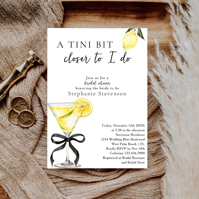 Chic A Tini Bit Closer Lemon Martini Bridal Shower Einladung (Von Creator hochgeladen)
