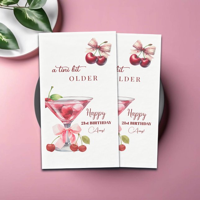 Chic A Tini Bit Older Cherry Martini 21st Birthday Serviette (Von Creator hochgeladen)