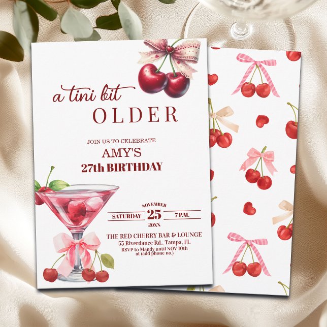 Chic A Tini Bit Older Cherry Martini 27. Geburtsta Einladung (Von Creator hochgeladen)