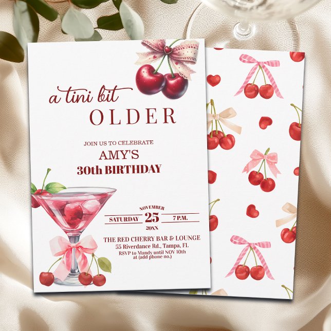 Chic A Tini Bit Older Cherry Martini 30th Birthday Einladung (Von Creator hochgeladen)