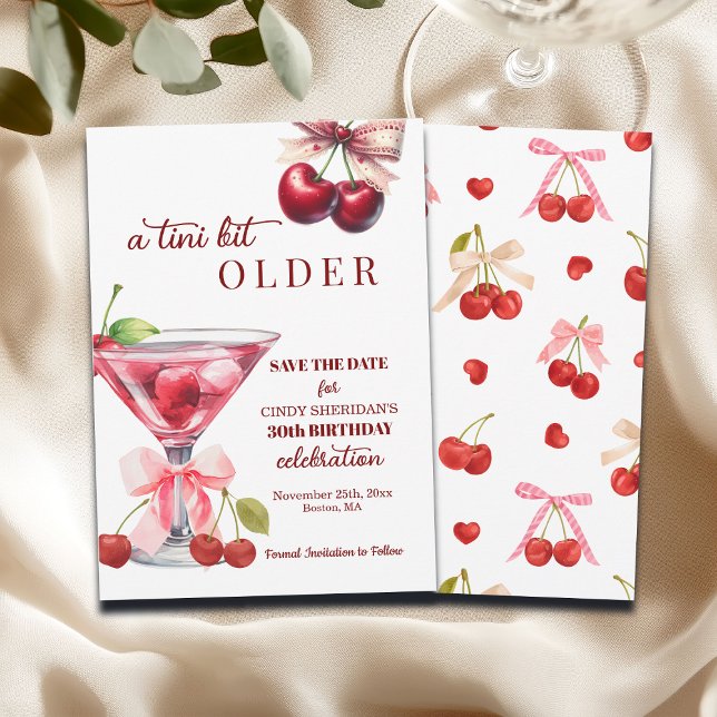 Chic A Tini Bit Older Cherry Martini 30th Birthday Save The Date (Von Creator hochgeladen)