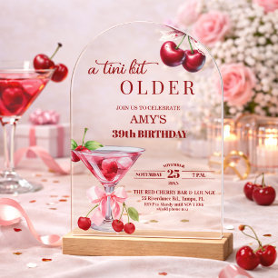 Chic A Tini Bit Older Cherry Martini 39. Geburtsta Acryleinladungen