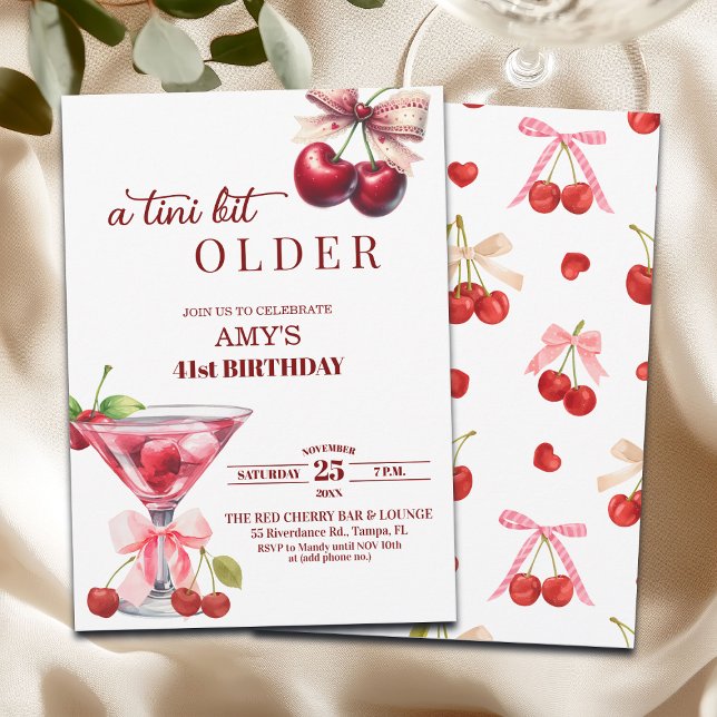 Chic A Tini Bit Older Cherry Martini 41st Birthday Einladung (Von Creator hochgeladen)