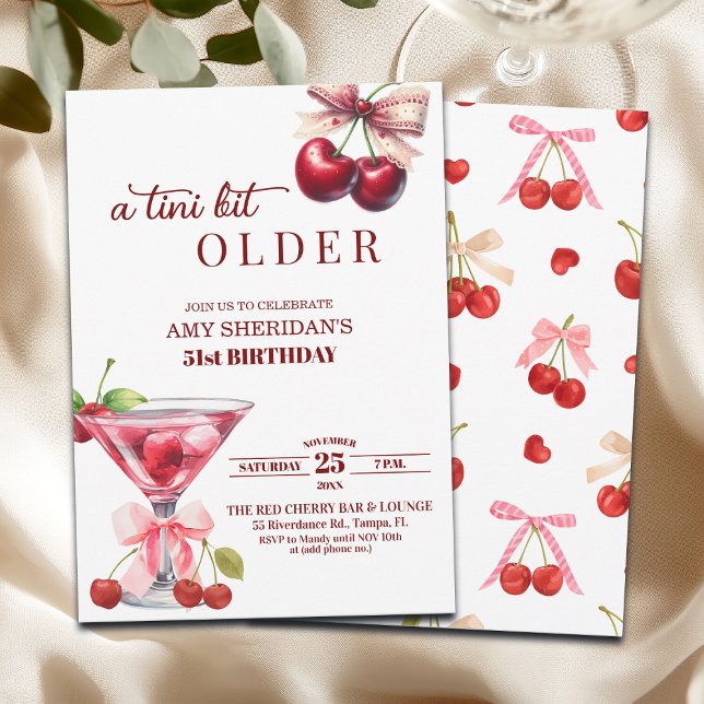 Chic A Tini Bit Older Cherry Martini 51st Birthday Einladung (Von Creator hochgeladen)