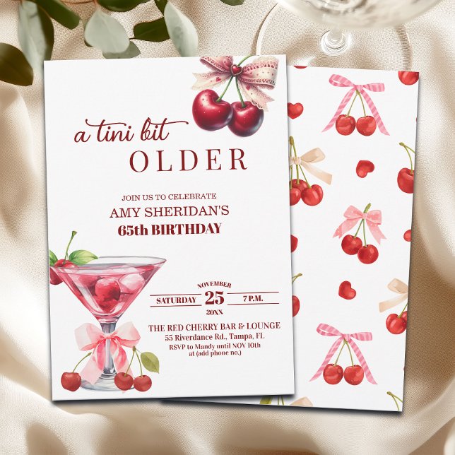 Chic A Tini Bit Older Cherry Martini 65th Birthday Einladung (Von Creator hochgeladen)