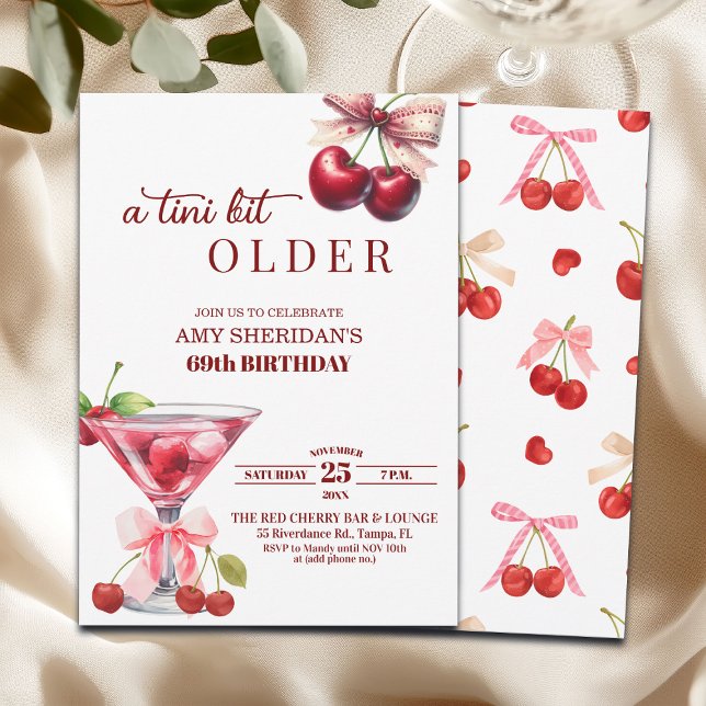 Chic A Tini Bit Older Cherry Martini 69th Birthday Einladung (Von Creator hochgeladen)
