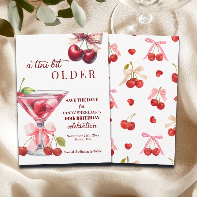 Chic A Tini Bit Older Cherry Martini 90th Birthday Save The Date (Von Creator hochgeladen)