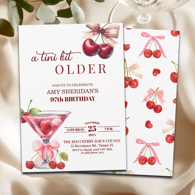 Chic A Tini Bit Older Cherry Martini 97th Birthday Einladung (Von Creator hochgeladen)