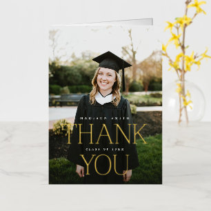 Chic Abschluss Foto Gold Foil Danke Karte