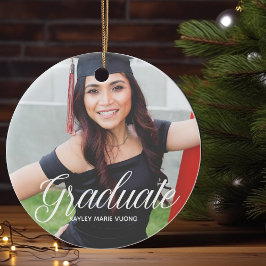 Chic Abschluss Foto White Script Senior Graduate Keramik Ornament