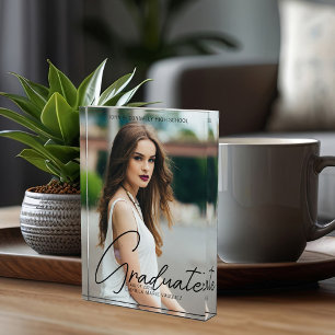 Chic Abschluss Handgeschriebenes Black Script Over Fotoblock