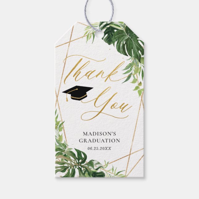 Chic Abschluss Tropical Greenery Geometric Gevor Geschenkanhänger (Vorderseite)