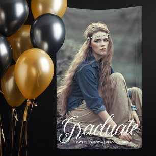 Chic Abschlussfoto Weiße Typografie-Überlagerung P Banner