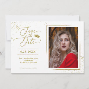 Chic Absolventenparty Save The Date Gold Glitter F Einladung