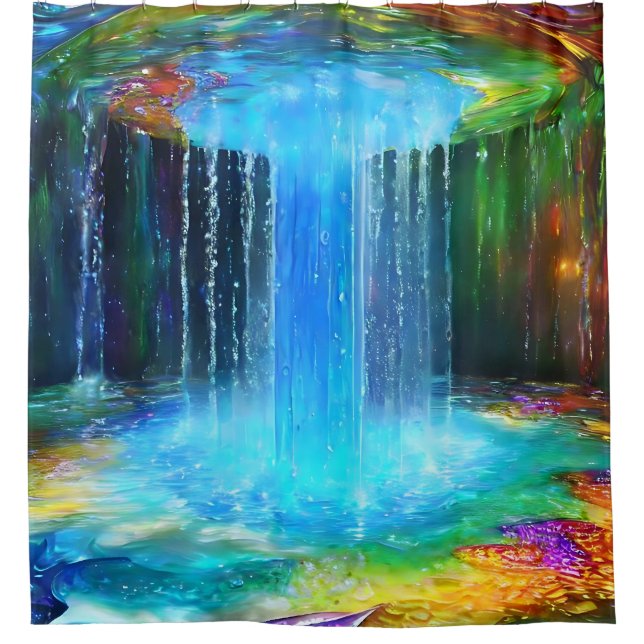 Chic Abstact Blue Cascade rideau de douche (Devant)